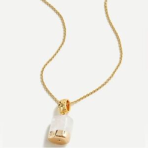 J. Crew Elegant Recycled Quartz Stone Dipped in Gold Statement Pendant Necklace